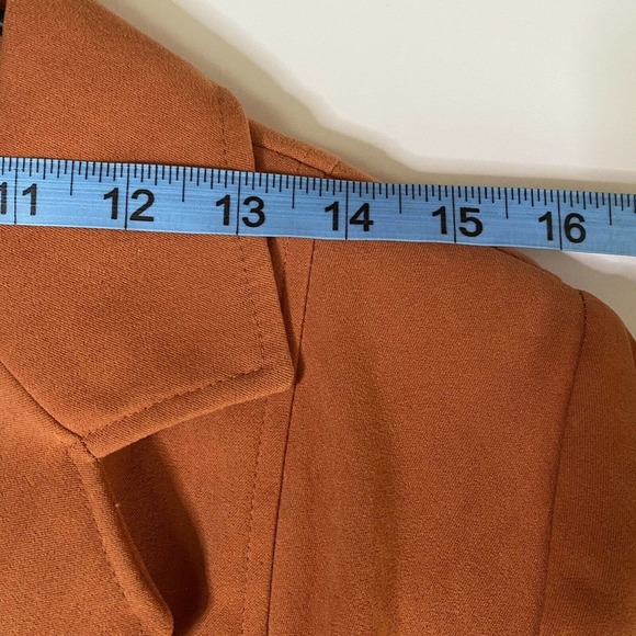 Briggs New York Shirt Blazer Womens MP Long Sleeve Rust Orange Shoulder Pads - Picture 9 of 10